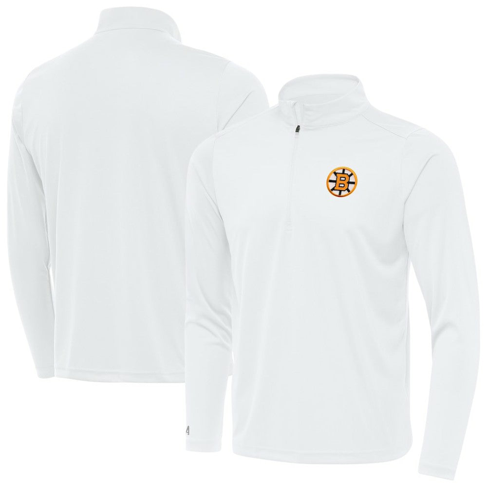 NHL Boston Bruins Antigua Tribute Lightweight Quarter-Zip Pullover - White