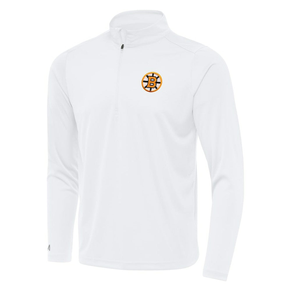 NHL Boston Bruins Antigua Tribute Lightweight Quarter-Zip Pullover - White