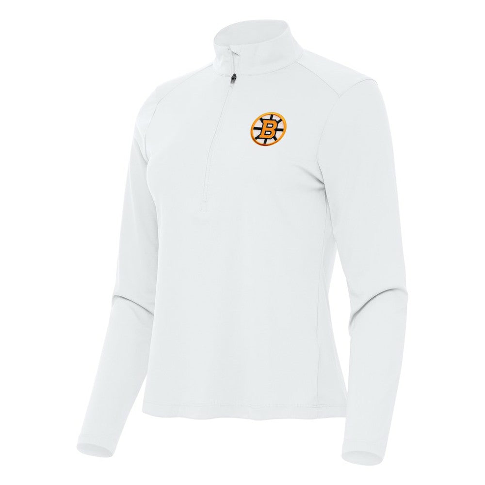 NHL Boston Bruins Antigua Women's Tribute Half-Zip Pullover - White