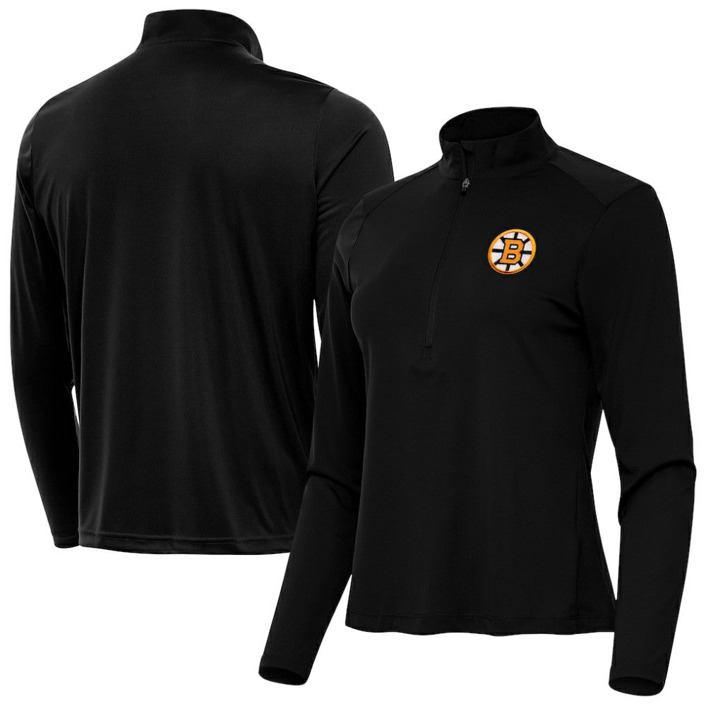NHL Boston Bruins Antigua Women's Tribute Half-Zip Pullover - Black