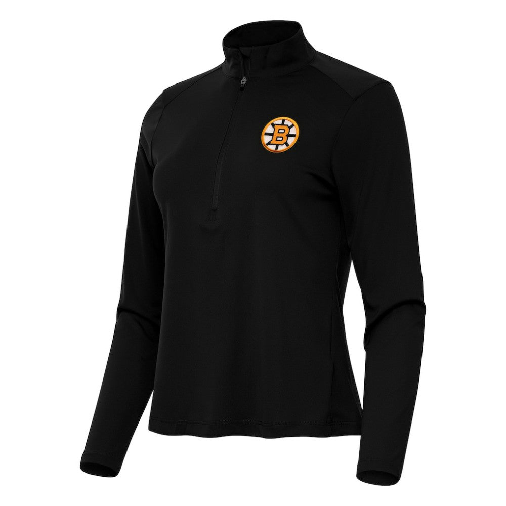 NHL Boston Bruins Antigua Women's Tribute Half-Zip Pullover - Black