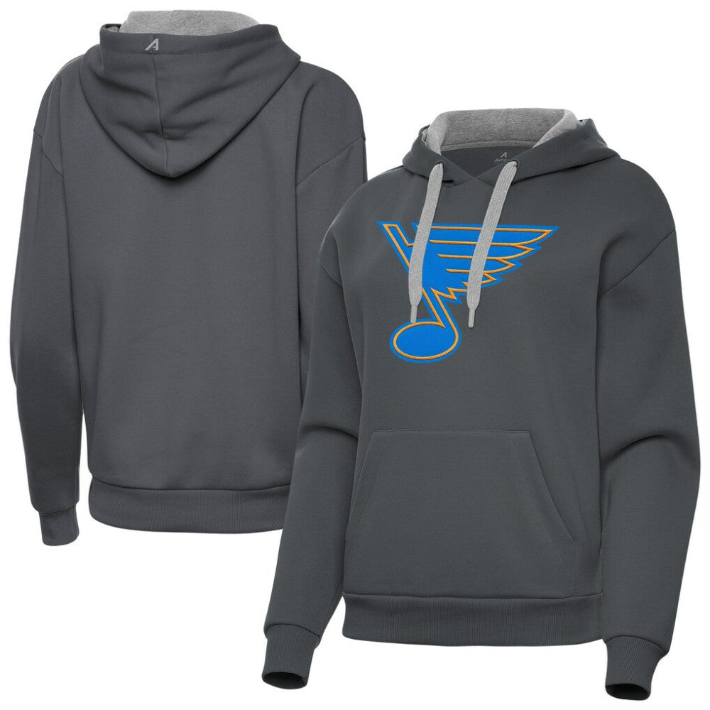 NHL St. Louis Blues Antigua Women's Victory Pullover Hoodie - Charcoal