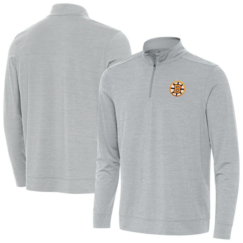 NHL Boston Bruins Antigua Bright Quarter-Zip Pullover - Heather Gray