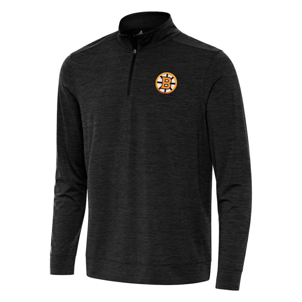 NHL Boston Bruins Antigua Bright Quarter-Zip Pullover - Heather Black