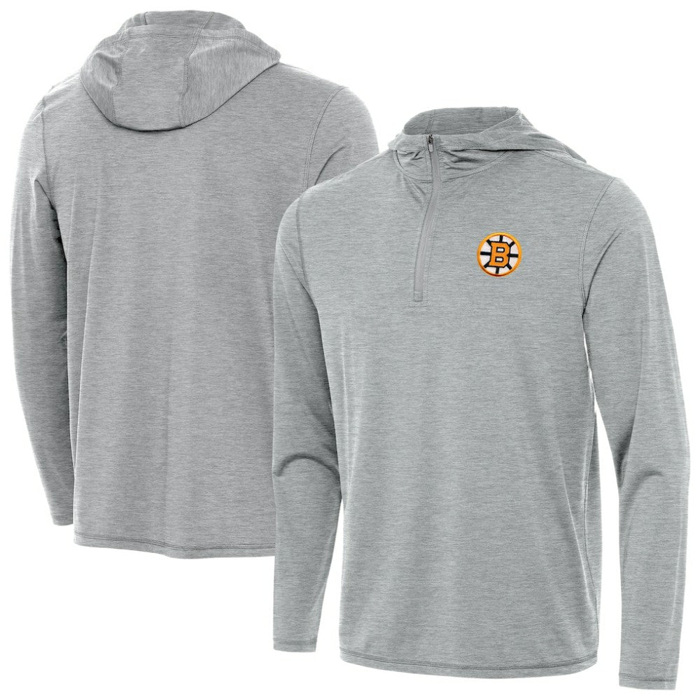 NHL Boston Bruins Antigua Tidy Quarter-Zip Hoodie - Heather Gray