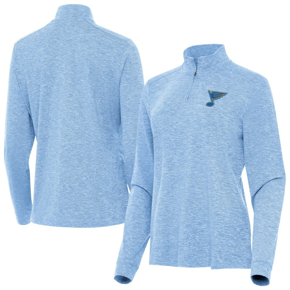 NHL St. Louis Blues Antigua Mentor Long Sleeve Quarter-Zip Mock Polo - Heather Blue