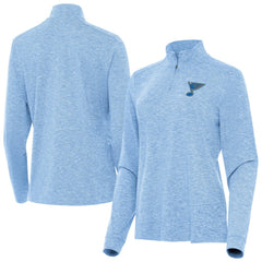NHL St. Louis Blues Antigua Mentor Long Sleeve Quarter-Zip Mock Polo - Heather Blue