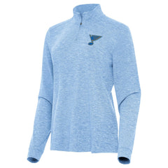 NHL St. Louis Blues Antigua Mentor Long Sleeve Quarter-Zip Mock Polo - Heather Blue