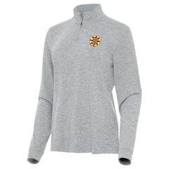 NHL Boston Bruins Antigua Mentor Long Sleeve Quarter-Zip Mock Polo - Heather Gray