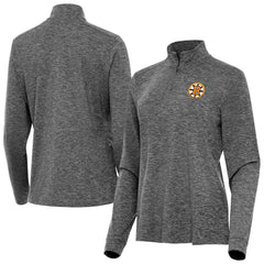 NHL Boston Bruins Antigua Mentor Long Sleeve Quarter-Zip Mock Polo - Heather Black