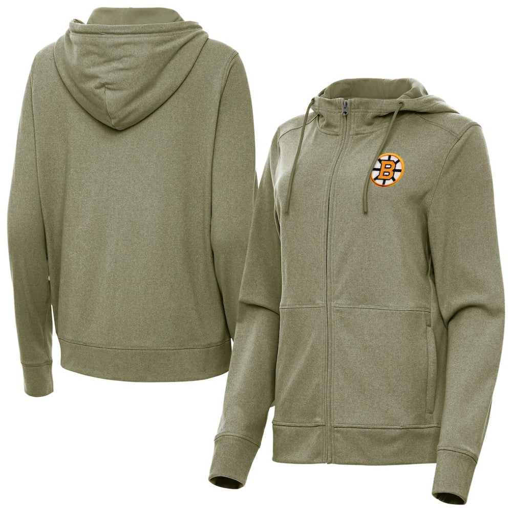NHL Boston Bruins Antigua Women's Seeker Full-Zip Hoodie - Olive