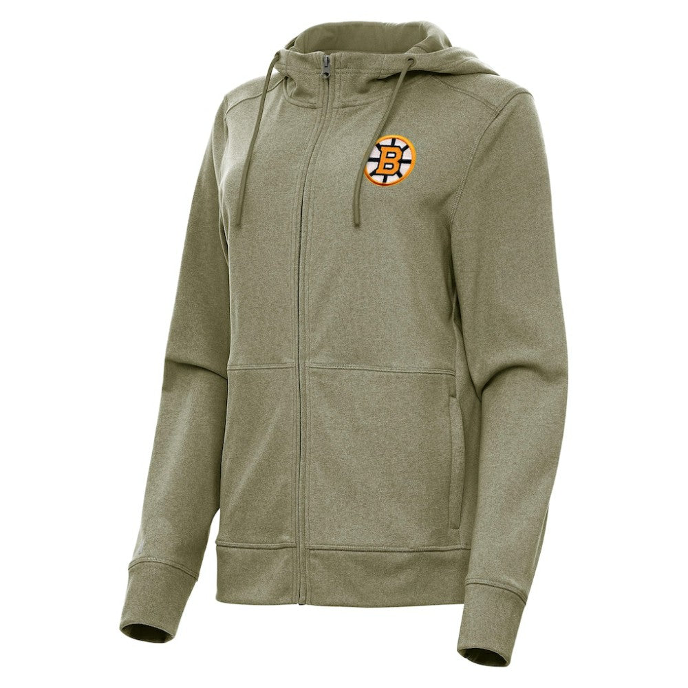 NHL Boston Bruins Antigua Women's Seeker Full-Zip Hoodie - Olive