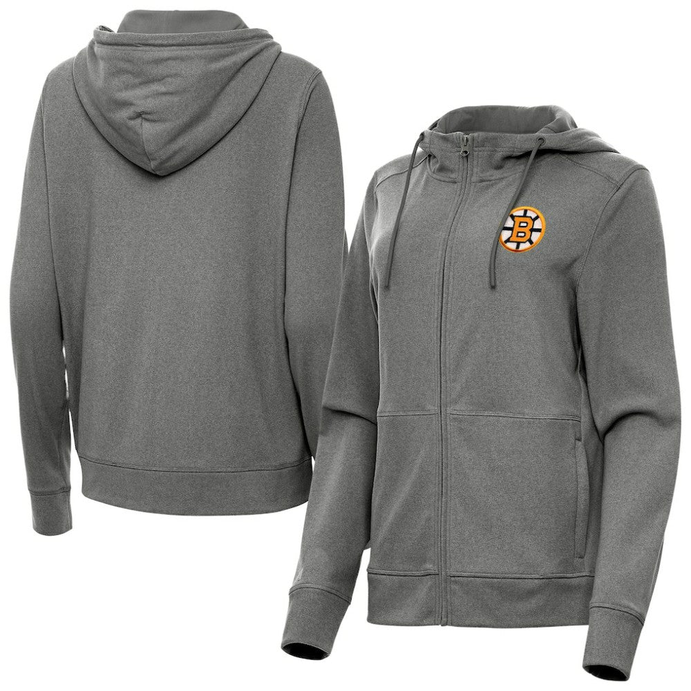 NHL Boston Bruins Antigua Women's Seeker Full-Zip Hoodie - Heather Black
