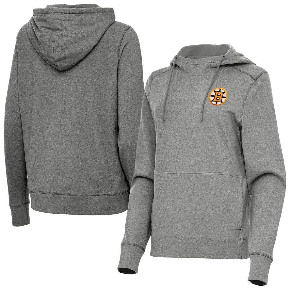 NHL Boston Bruins Antigua Women's Justice Pullover Hoodie - Heather Black