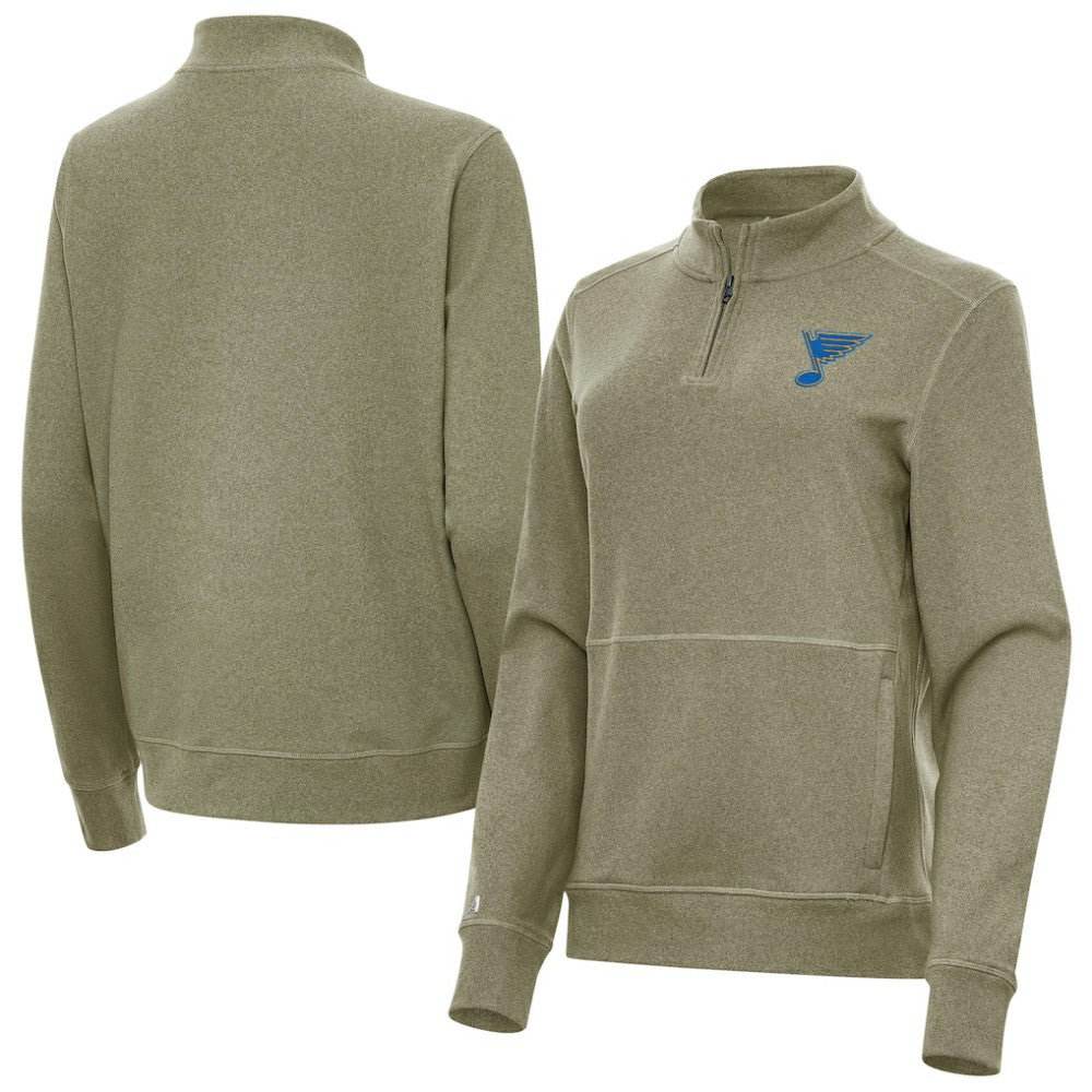 NHL St. Louis Blues Antigua Women's Crush Quarter-Zip Pullover - Olive