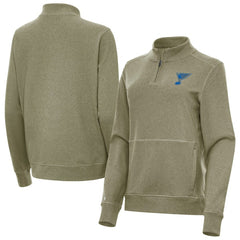 NHL St. Louis Blues Antigua Women's Crush Quarter-Zip Pullover - Olive