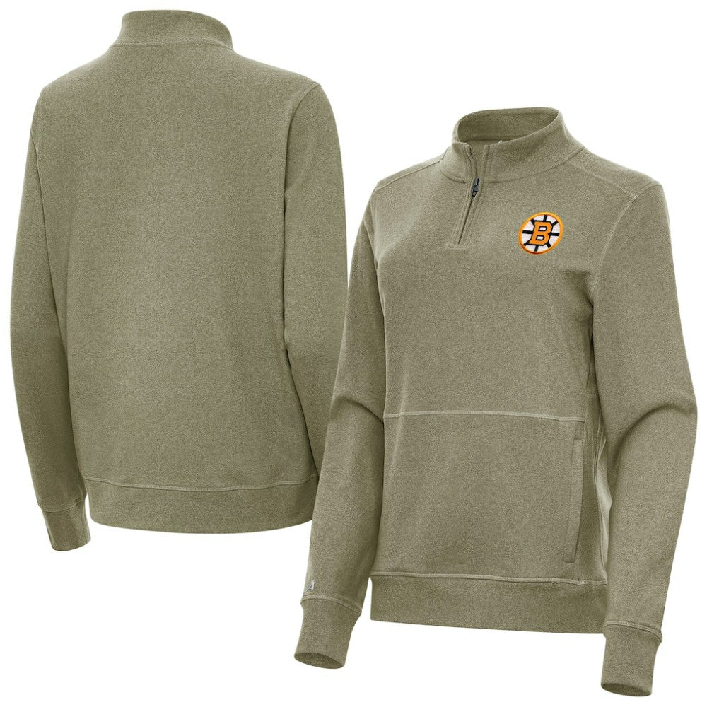 NHL Boston Bruins Antigua Women's Crush Quarter-Zip Pullover - Olive