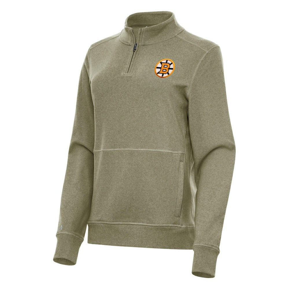NHL Boston Bruins Antigua Women's Crush Quarter-Zip Pullover - Olive