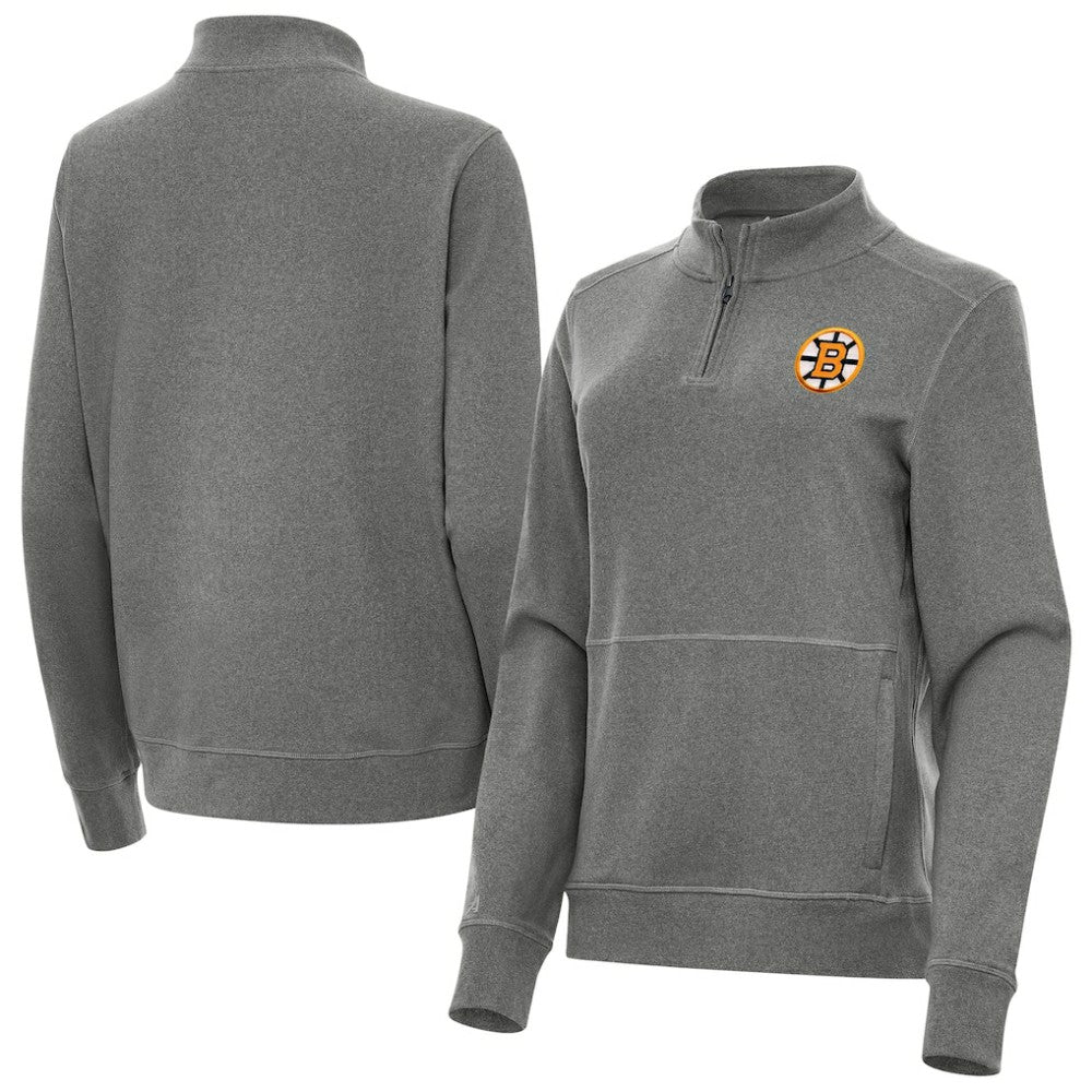 NHL Boston Bruins Antigua Women's Crush Quarter-Zip Pullover - Heather Black