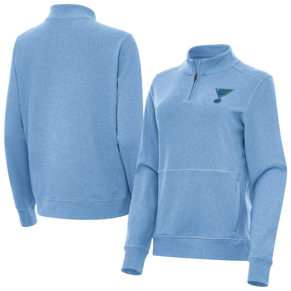 NHL St. Louis Blues Antigua Women's Crush Quarter-Zip Pullover - Heather Blue
