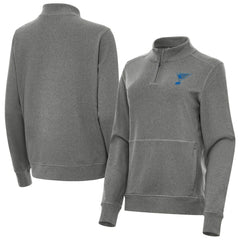 NHL St. Louis Blues Antigua Women's Crush Quarter-Zip Pullover - Heather Black