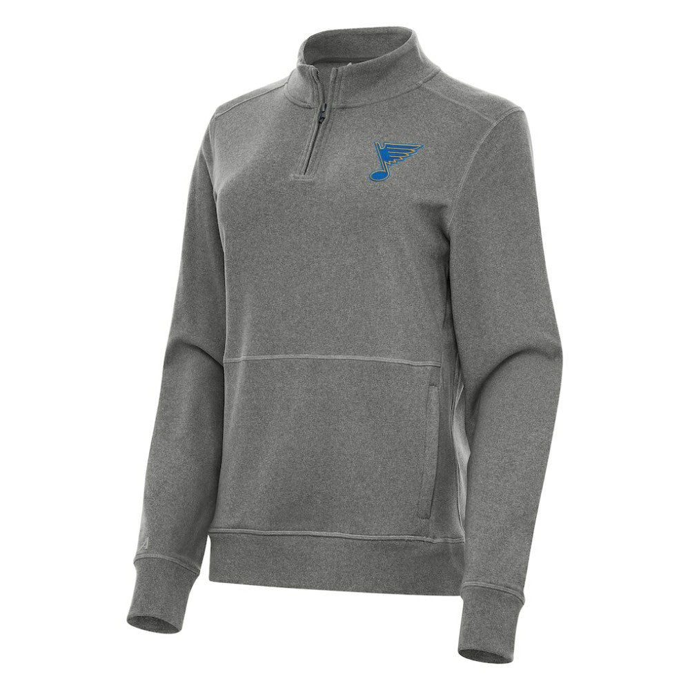 NHL St. Louis Blues Antigua Women's Crush Quarter-Zip Pullover - Heather Black