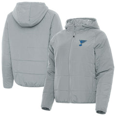 NHL St. Louis Blues Antigua Women's Raglan Universe Full-Zip Hooded Jacket - Gray