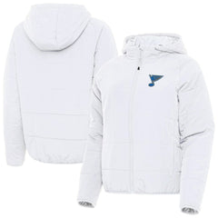 NHL St. Louis Blues Antigua Women's Raglan Universe Full-Zip Hooded Jacket - White