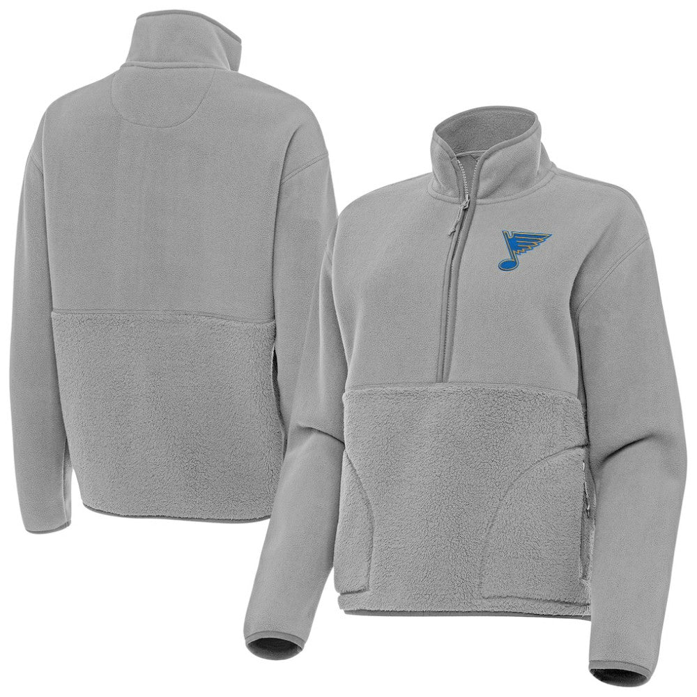 NHL St. Louis Blues Antigua Women's Figure Half-Zip Pullover - Gray