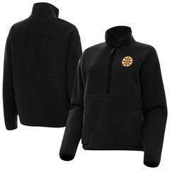 NHL Boston Bruins Antigua Women's Figure Half-Zip Pullover - Black