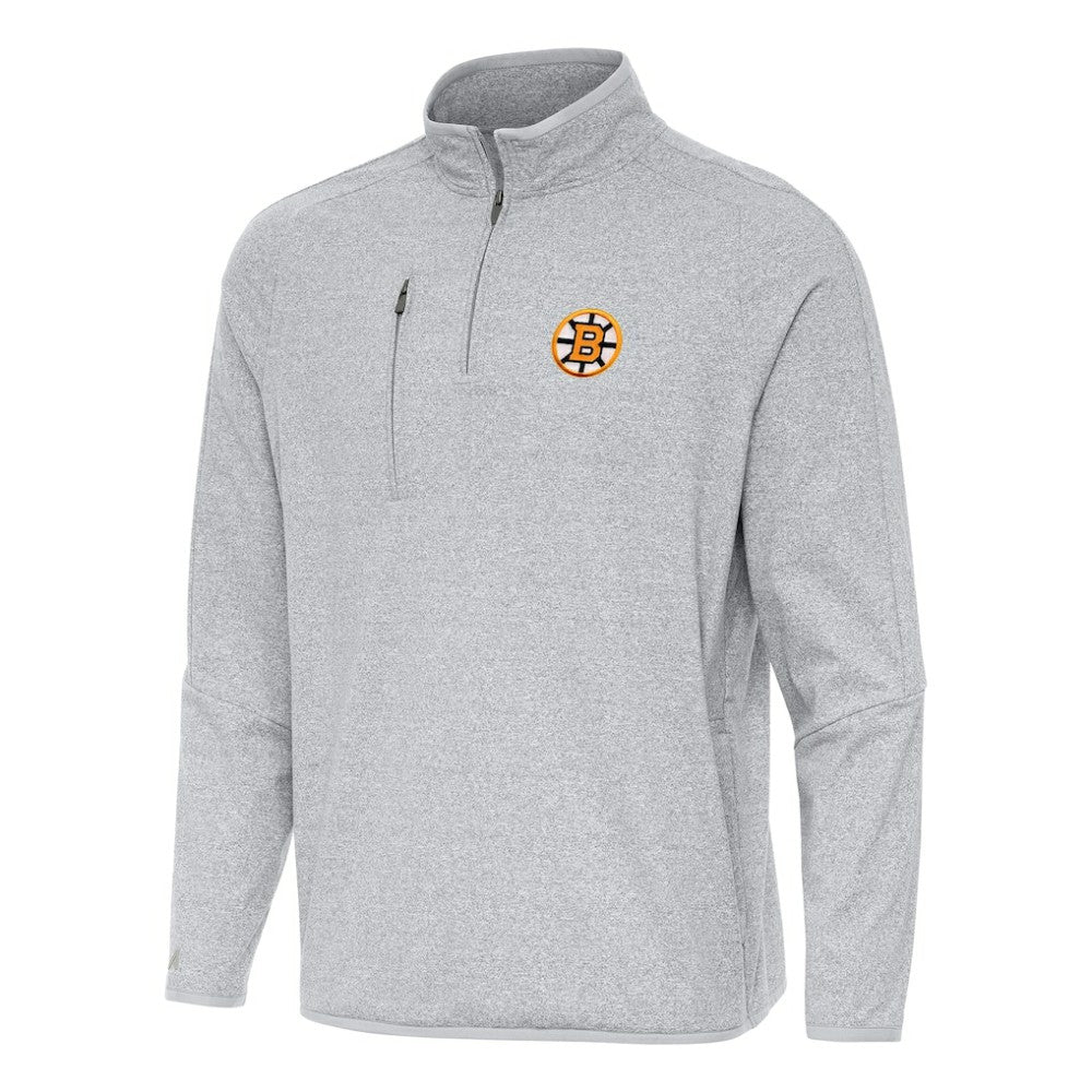 NHL Boston Bruins Antigua Certain Tri-Blend Quarter-Zip Top - Heather Gray