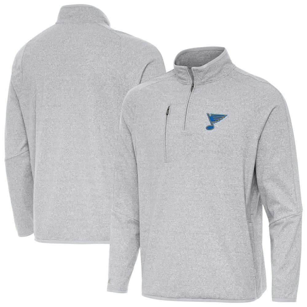 NHL St. Louis Blues Antigua Certain Tri-Blend Quarter-Zip Top - Heather Gray