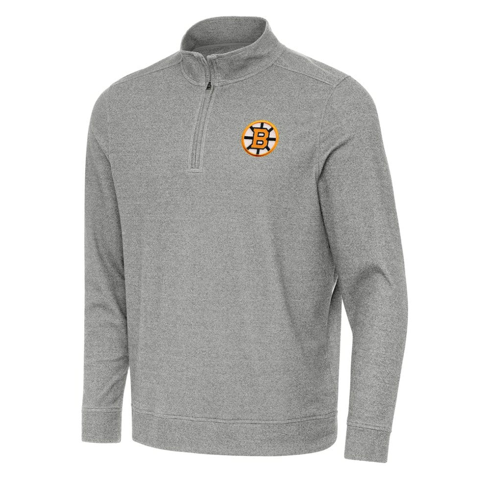 NHL Boston Bruins Antigua Subtle Quarter-Zip Sweatshirt - Heather Black