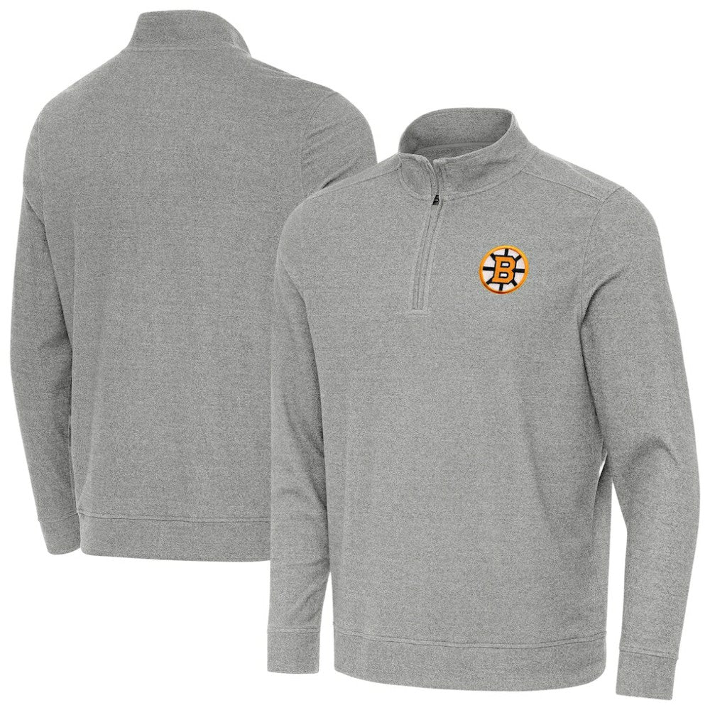 NHL Boston Bruins Antigua Subtle Quarter-Zip Sweatshirt - Heather Gray