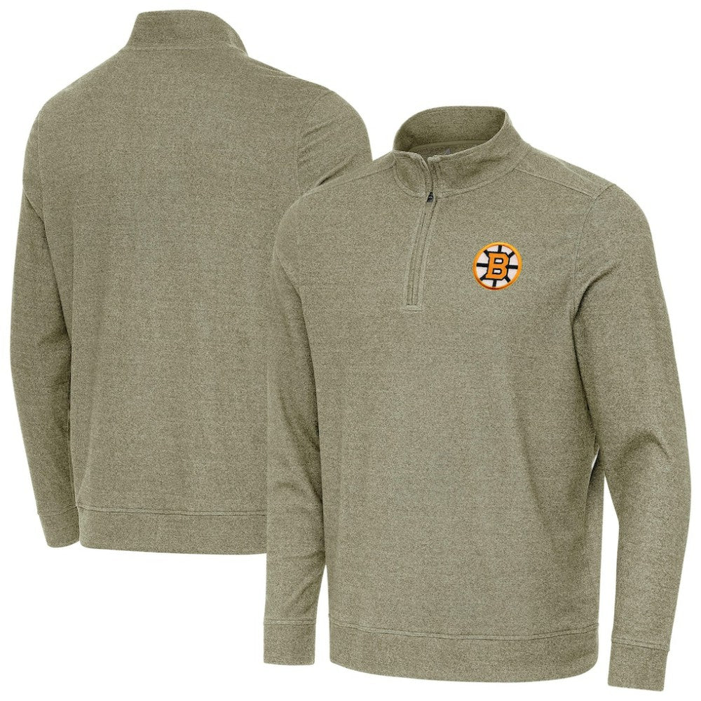 NHL Boston Bruins Antigua Subtle Quarter-Zip Sweatshirt - Olive