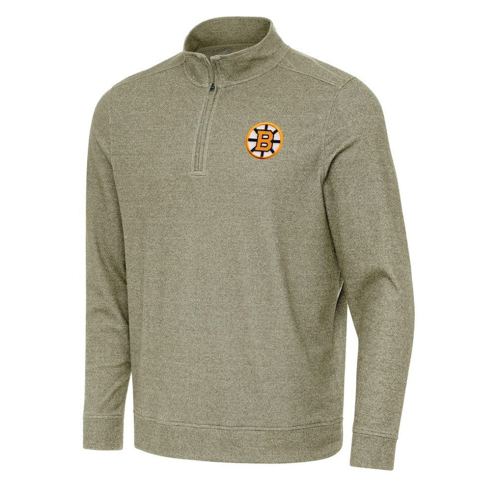NHL Boston Bruins Antigua Subtle Quarter-Zip Sweatshirt - Olive