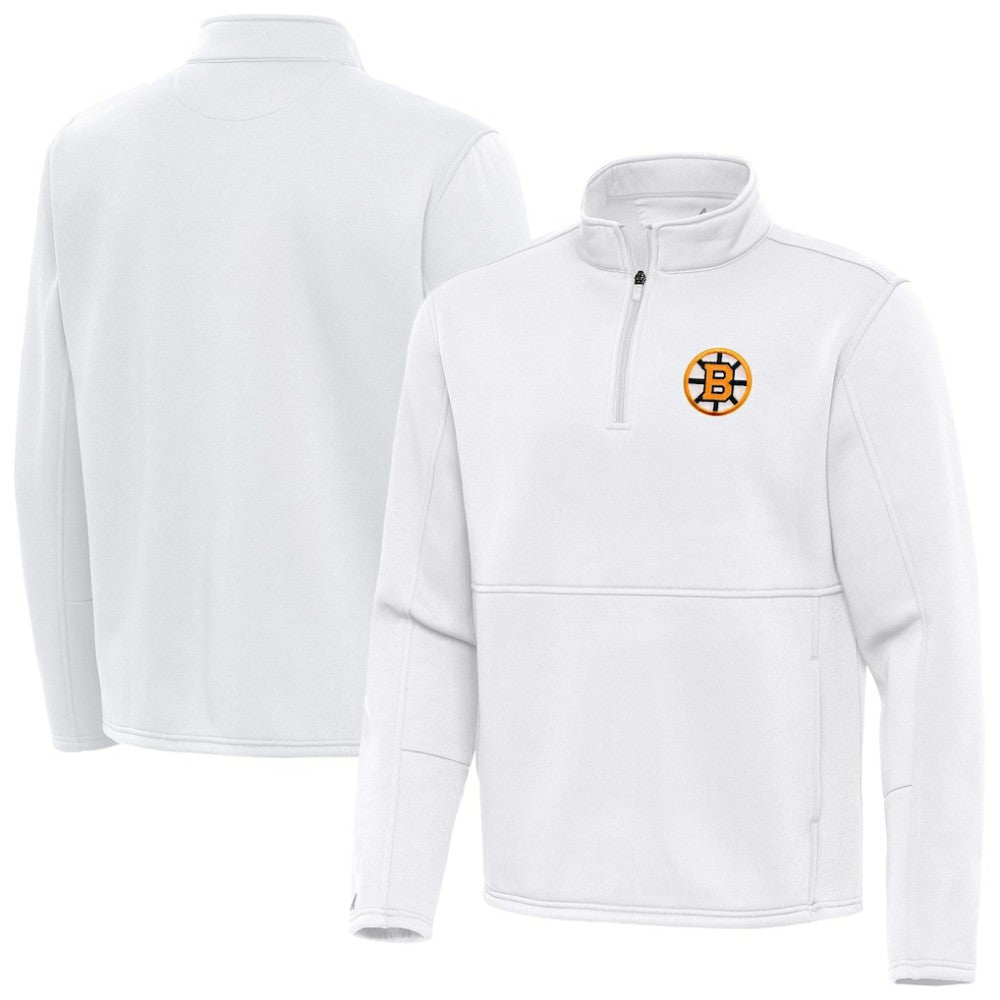 NHL Boston Bruins Antigua Twist Quarter-Zip Pullover Jacket - White
