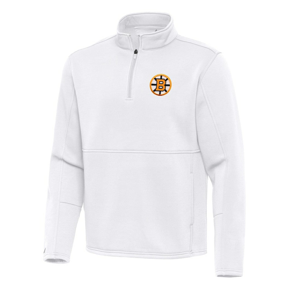 NHL Boston Bruins Antigua Twist Quarter-Zip Pullover Jacket - White