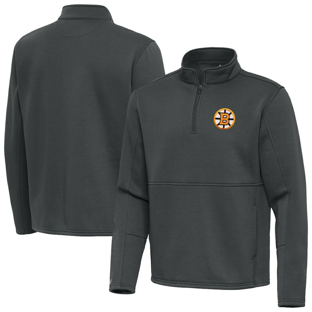 NHL Boston Bruins Antigua Twist Quarter-Zip Pullover Jacket - Pewter