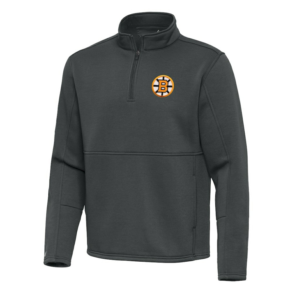 NHL Boston Bruins Antigua Twist Quarter-Zip Pullover Jacket - Pewter