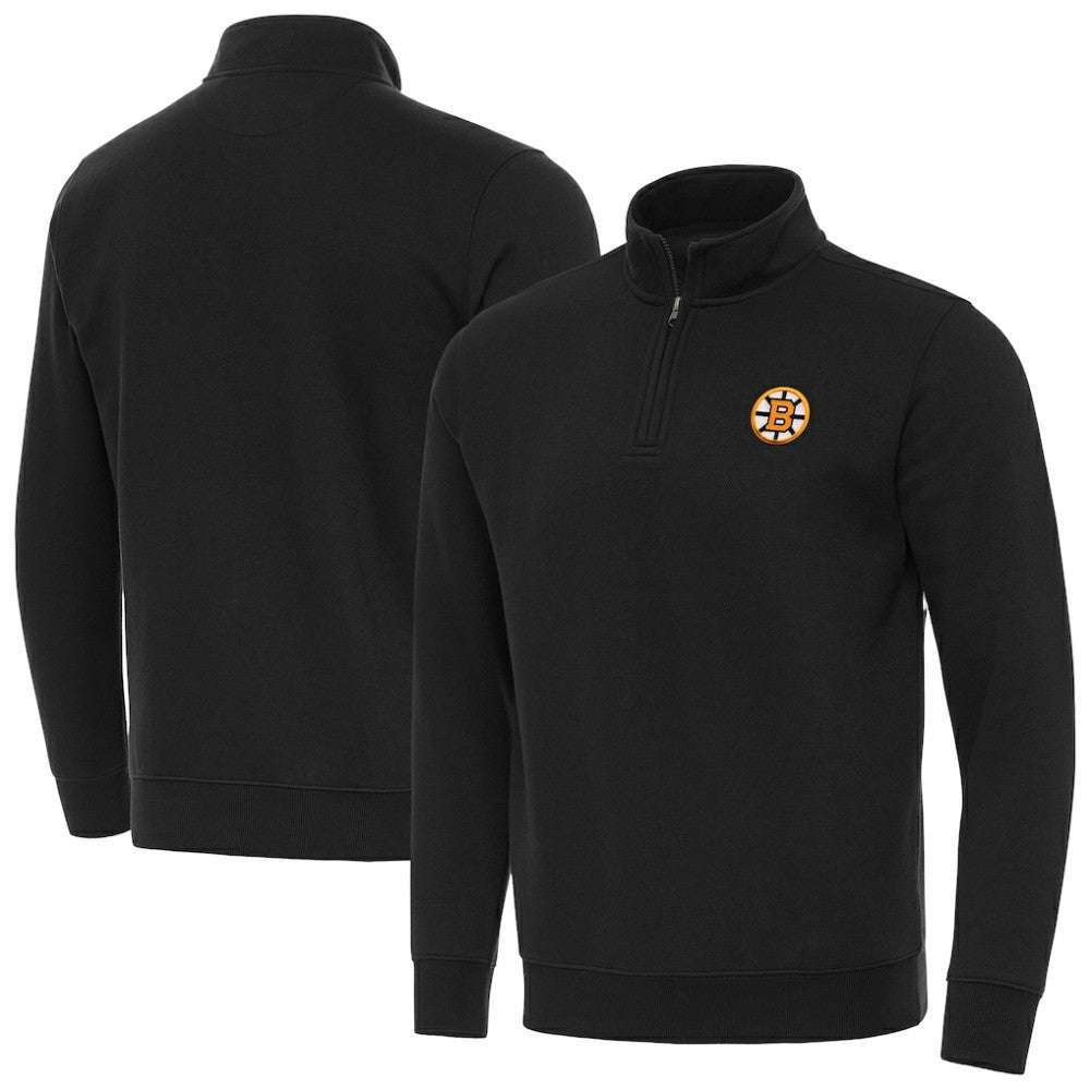 NHL Boston Bruins Antigua Victory Quarter-Zip Pullover Top - Black