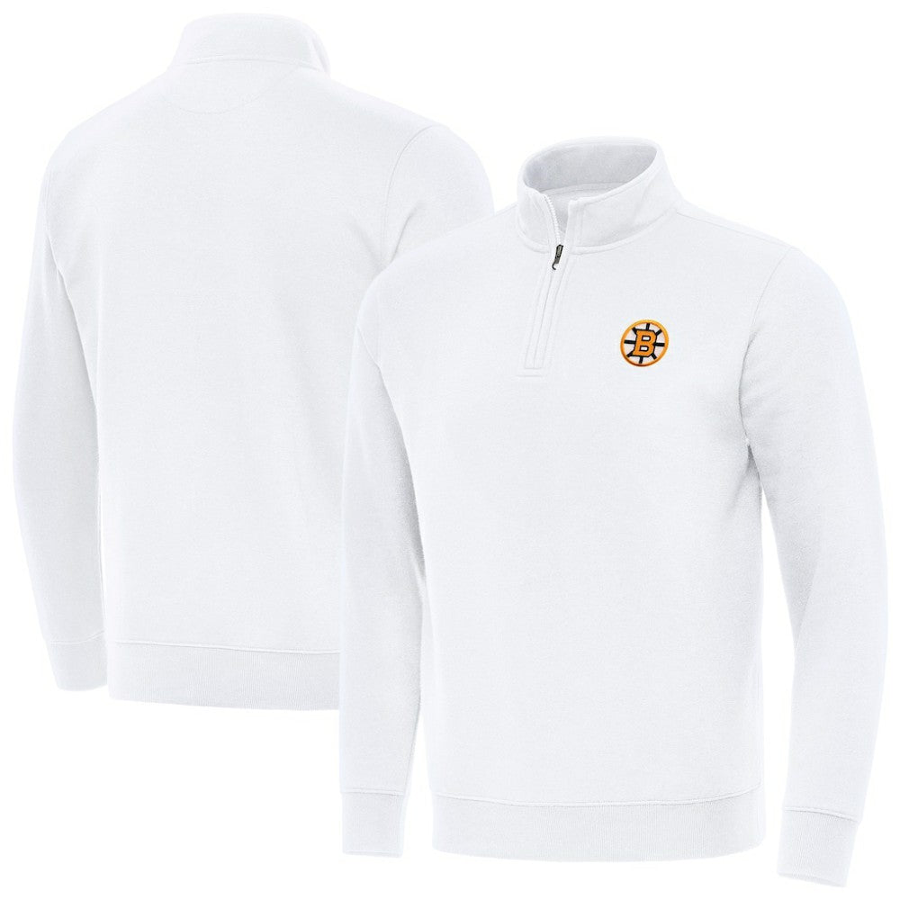 NHL Boston Bruins Antigua Victory Quarter-Zip Pullover Top - White