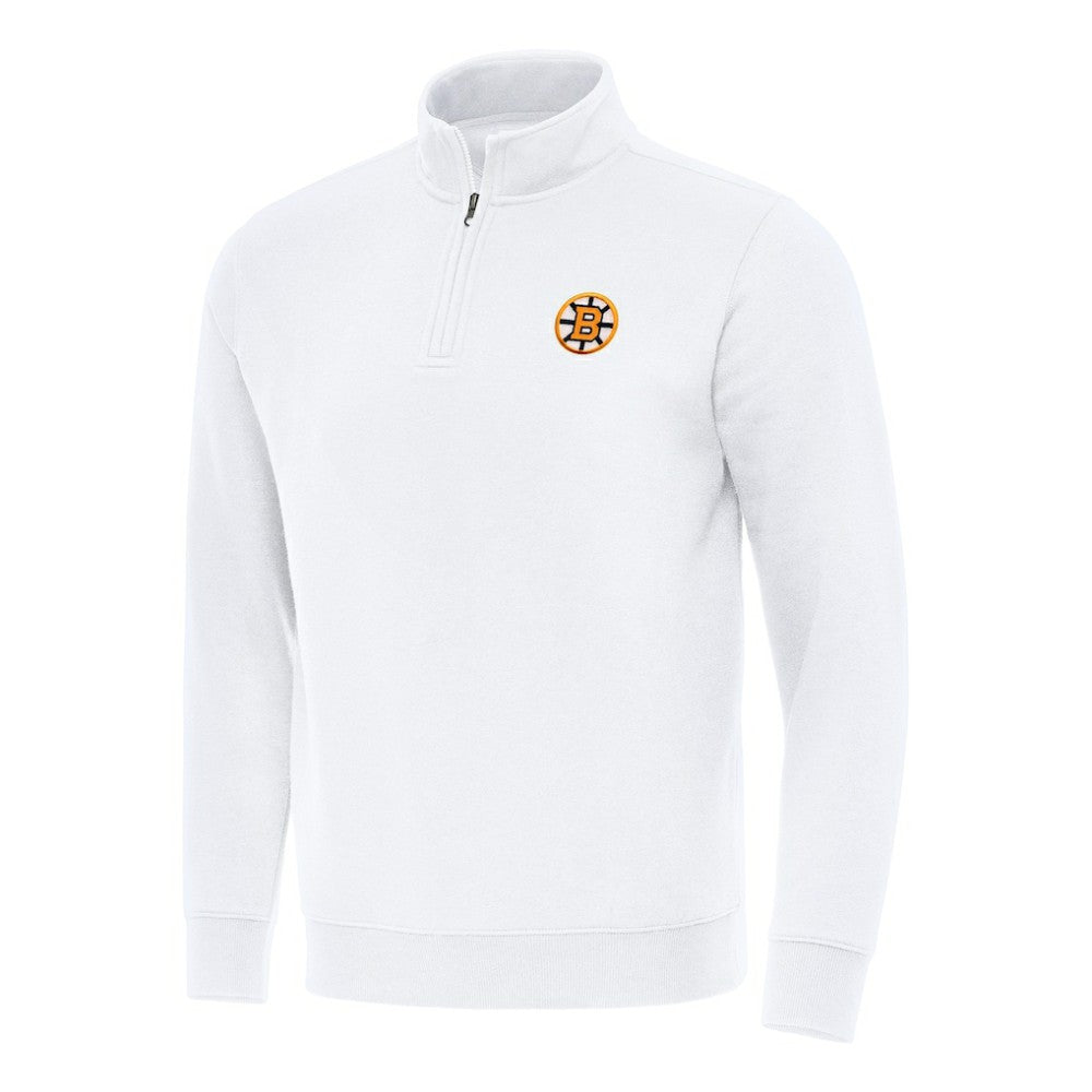 NHL Boston Bruins Antigua Victory Quarter-Zip Pullover Top - White