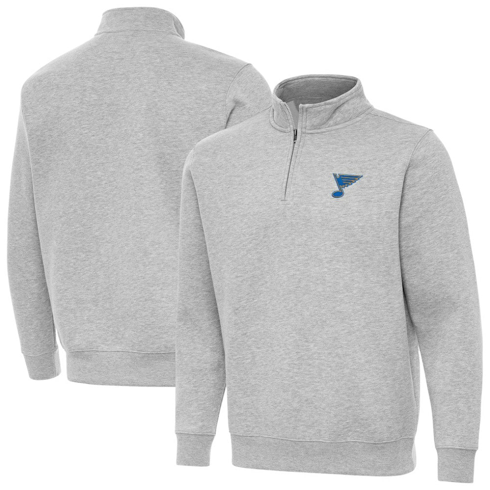 NHL St. Louis Blues Antigua Victory Quarter-Zip Pullover Top - Heather Gray