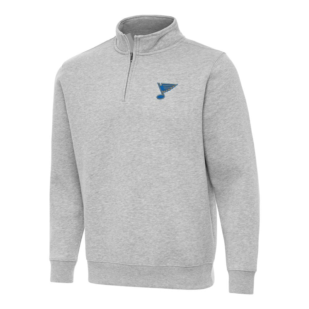 NHL St. Louis Blues Antigua Victory Quarter-Zip Pullover Top - Heather Gray