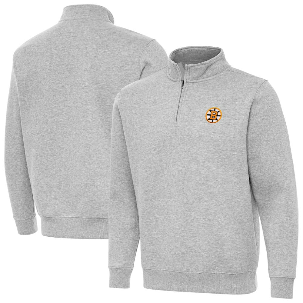 NHL Boston Bruins Antigua Victory Quarter-Zip Pullover Top - Heather Gray