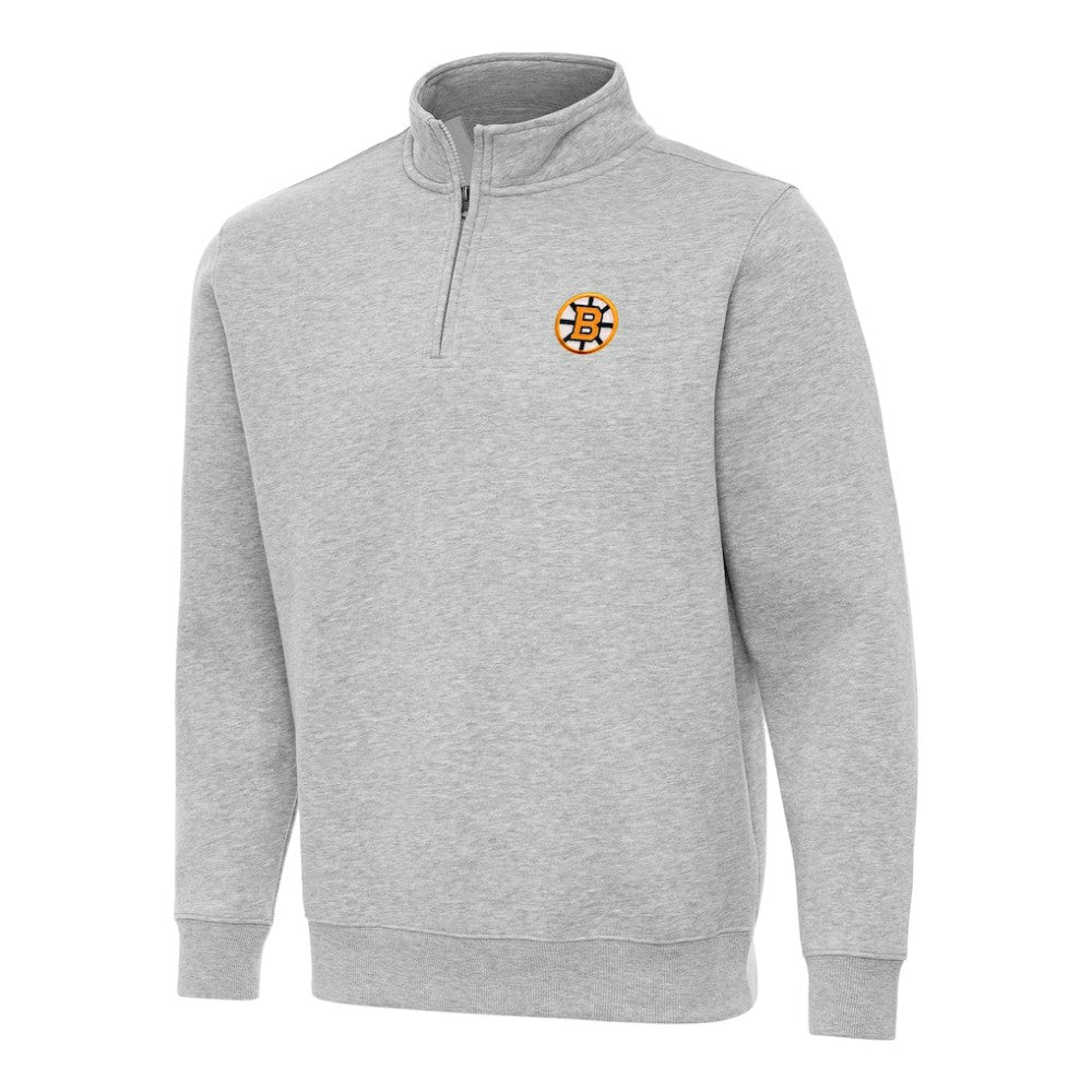 NHL Boston Bruins Antigua Victory Quarter-Zip Pullover Top - Heather Gray
