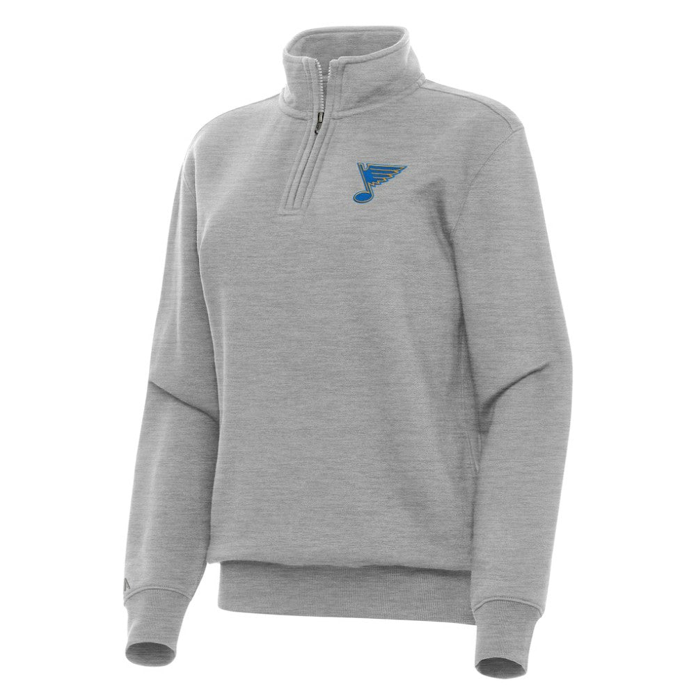 NHL St. Louis Blues Antigua Women's Victory Quarter-Zip Pullover Top - Heather Gray