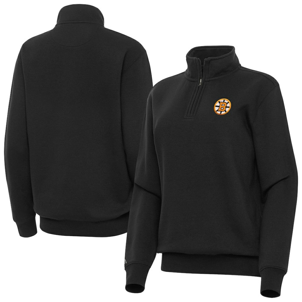NHL Boston Bruins Antigua Women's Victory Quarter-Zip Pullover Top - Black