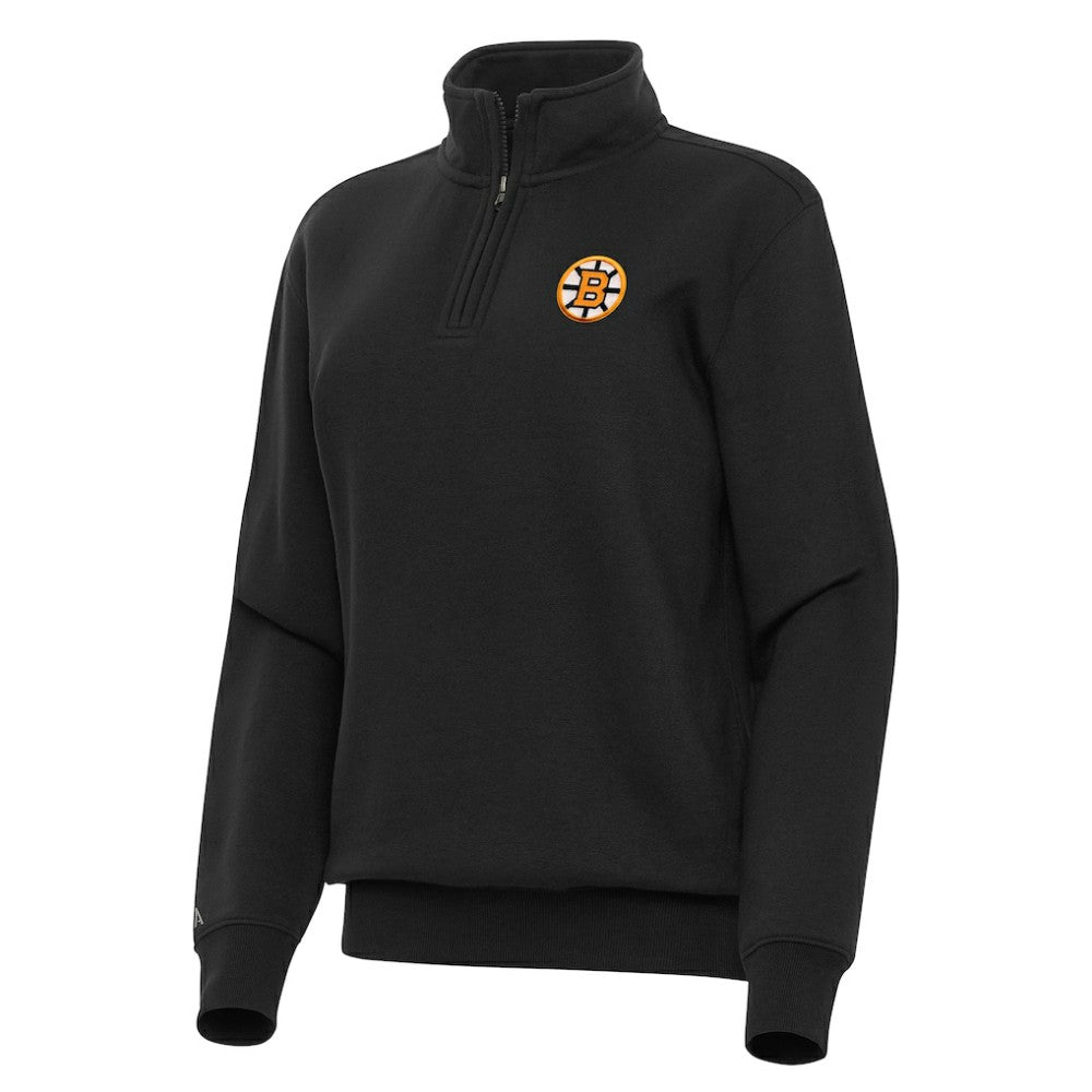 NHL Boston Bruins Antigua Women's Victory Quarter-Zip Pullover Top - Black